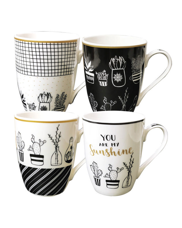 LIFESTYLE MUG SKETCHY ART 340ML 4 ASSORTED DESIGNS