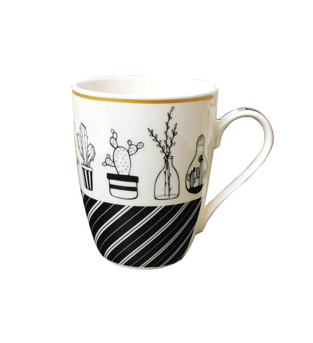 LIFESTYLE MUG SKETCHY ART 340ML 4 ASSORTED DESIGNS