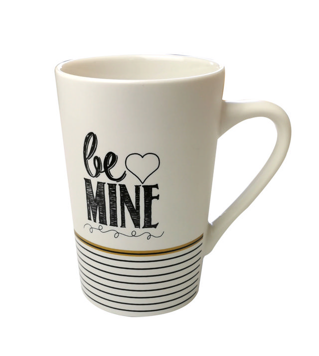 LIFESTYLE MUG BLACK/GOLD QUOTES 385ML 4 ASSORTED DESIGNS