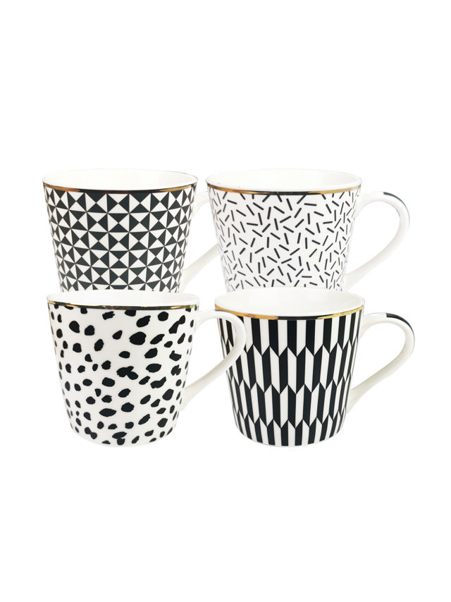 LIFESTYLE MUG BLACK & WHITE 400ML 4 ASSORTED DESIGNS