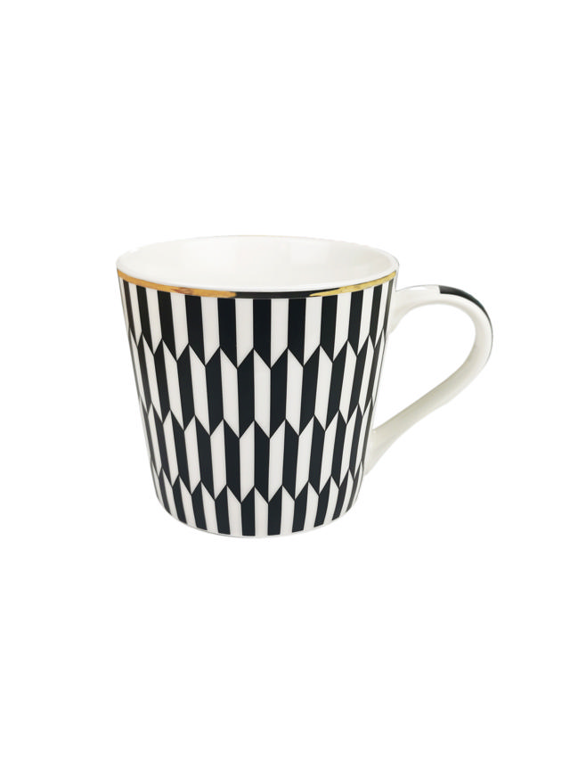 LIFESTYLE MUG BLACK & WHITE 400ML 4 ASSORTED DESIGNS