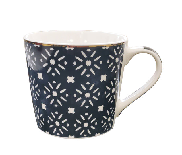 LIFESTYLE MUG MOSAIC BLUE 400ML 4 ASSORTED DESIGNS