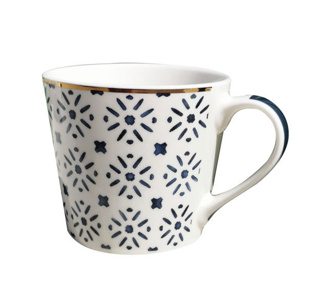 LIFESTYLE MUG MOSAIC BLUE 400ML 4 ASSORTED DESIGNS