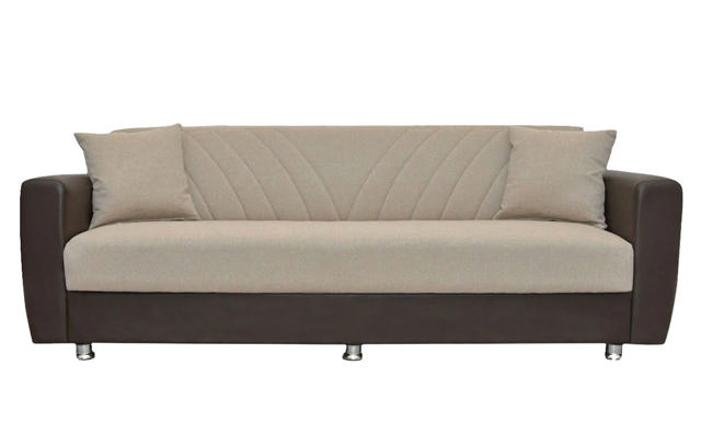 JUAN 3 SEATER SOFA BED WITH STORAGE BEIGE/BROWN 214X82X80CM