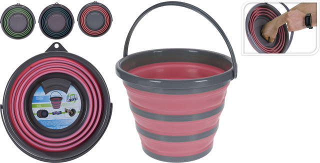 BUCKET PP 10L FOLDABLE 3 ASSORTED COLORS