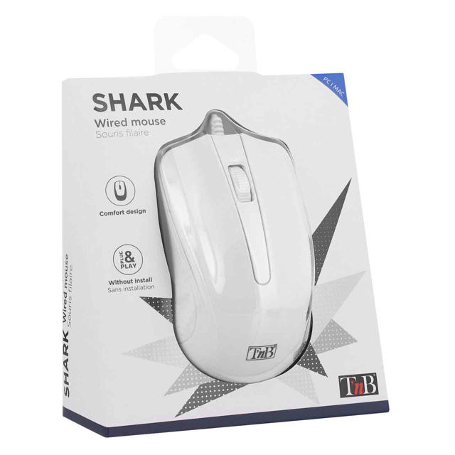 TNB MSHARKWH SHARK WIRED OPTICAL MOUSE WHITE