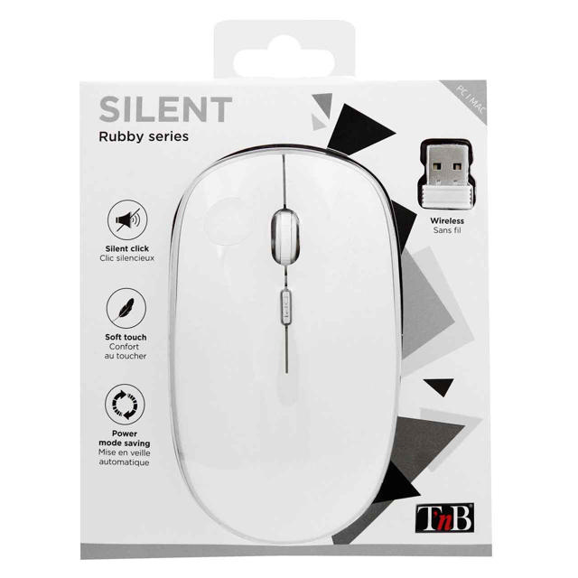 TNB MWRUBBY1 RUBBY SILENT CLICK WIRELESS OPTICAL MOUSE WHITE