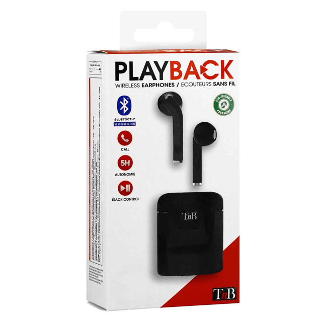 TNB EBPLAYBKTWS PLAYBACK TRUE WIRELESS EARBUDS WITH CHARGING CASE BLACK