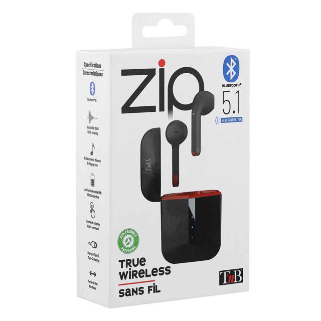 TNB EBZIPPBK ZIP TRUE WIRELESS EARBUDS ΜΕ ΘΗΚΗ ΦΟΡΤΙΣΗΣ ΜΑΥΡΗ