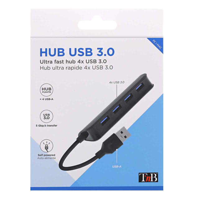 TNB HUB4USB3V2 USB 3.0 HUB 4 PORTS ΜΑΥΡΟ