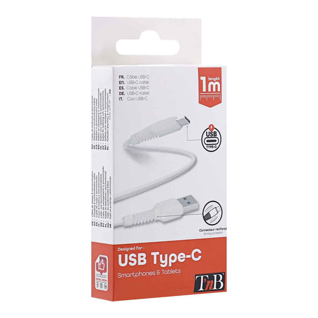 TNB TCUSB01WH USB-C TO USB-A CABLE 1M WHITE