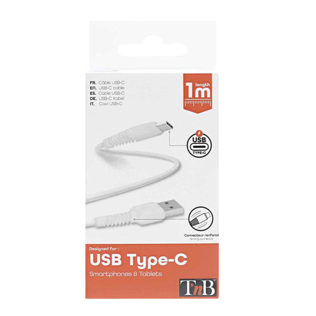 TNB TCUSB01WH USB-C TO USB-A CABLE 1M WHITE