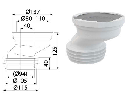 ALCAPLAST WITH CONNECTOR ECCENTRIC 40MM