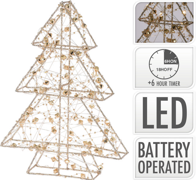 TREE 20LED H30CM GOLD DIAMOND