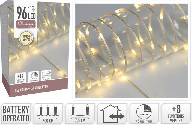 LED LIGHTS 96LED WARM WHITE BP IP44 8 FUNCTIONS