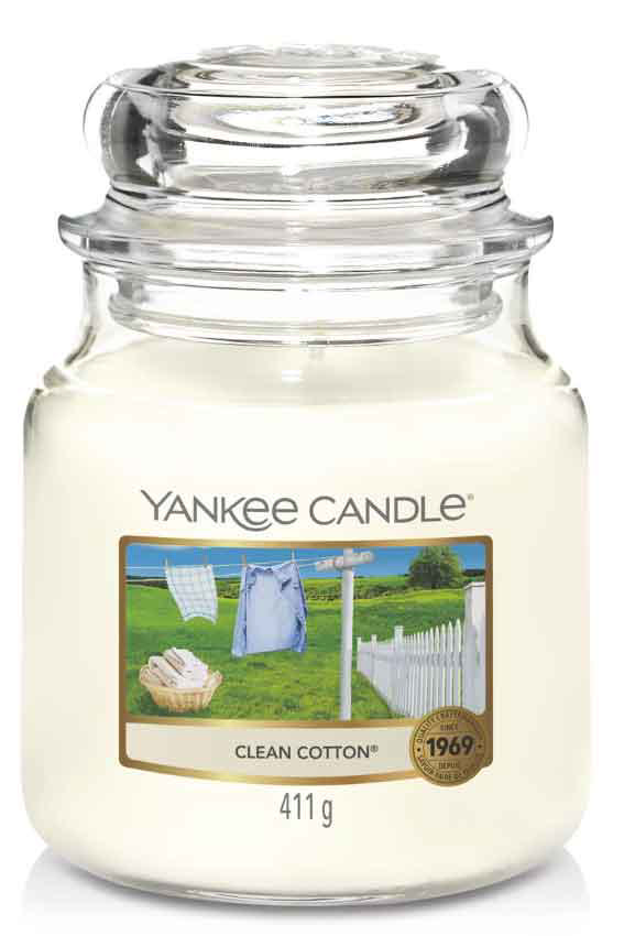 YANKEE CANDLE 1010729E ΑΡΩΜΑΤΙΚΟ ΚΕΡΙ ΣΕ ΒΑΖΟ CLEAN COTTON ΜΕΣΑΙΟ 411GR