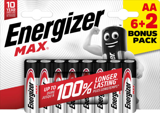 ENERGIZER ΜΠΑΤΑΡΙΕΣ MAX AA (8ΤΜΧ) 6+2 ΔΩΡΕΑΝ