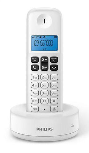 PHILIPS D1611W/GRS WHITE (GREEK MENU) WIRELESS PHONE OPEN LISTENING, ILLUMINATED SCREEN AND 50 MEMORY