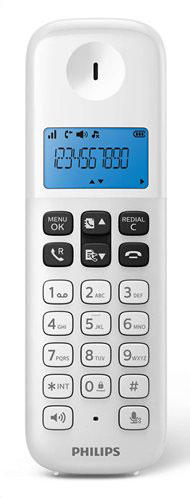 PHILIPS D1611W/GRS WHITE (GREEK MENU) WIRELESS PHONE OPEN LISTENING, ILLUMINATED SCREEN AND 50 MEMORY