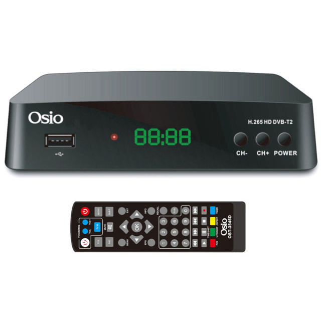 OSIO OST-3545D DVB-T/T2 FULL HD H.265 MPEG-4 DIGITAL RECEIVER WITH USB AND CONTROLLER FOR TV RECEIVER