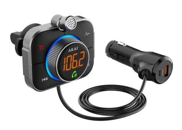 AKAI FMT-95BT FM TRANSMITTER ΚΑΙ ΦΟΡΤΙΣΤΗΣ ΜΕ BLUETOOTH MICRO SD FAST CHARGE USB TYPE-C LED ΚΑΙ HANDS FREE