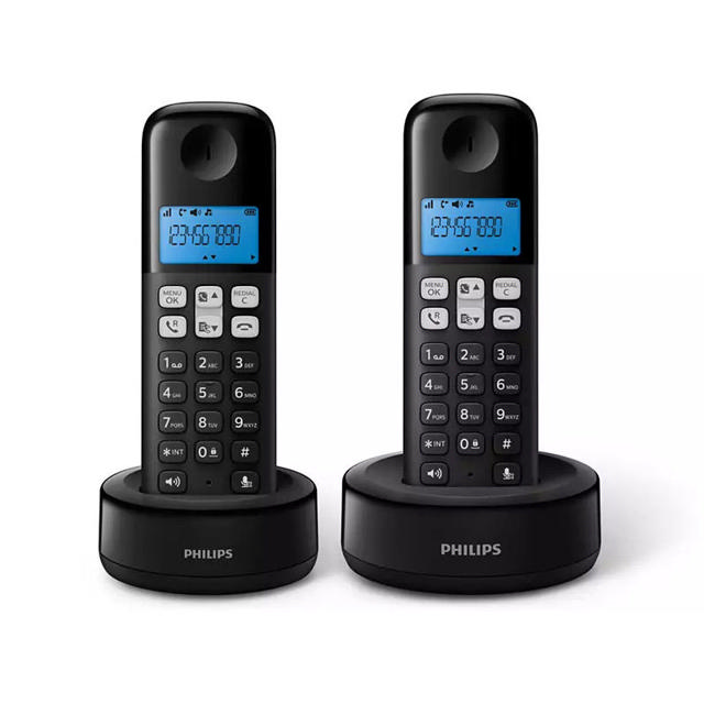 PHILIPS D1612B/GRS BLACK (GREEK MENU) DOUBLE WIRELESS PHONE OPEN LISTENING ILLUMINATED DISPLAY AND 50 MEMORY