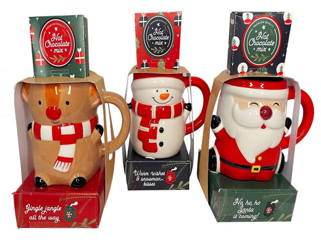 XMAS MUGS 3 ASSORTED DESIGNS SANTA