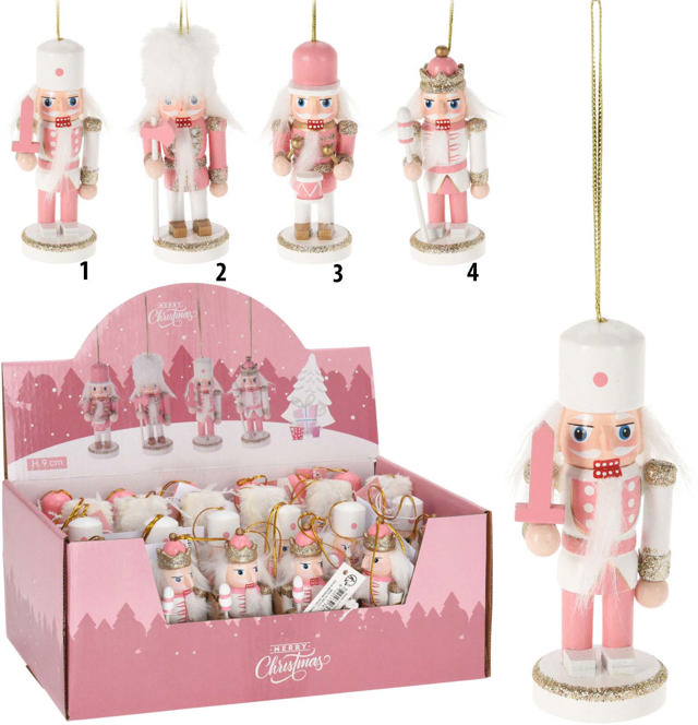 NUTCRACKER 9CM 4 ASSORTED DESIGNS WHITE/PINK