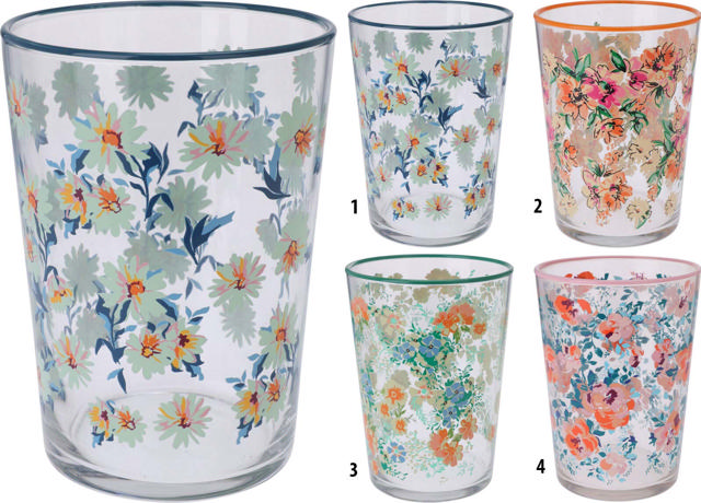 DRINKING GLASS 510ML/17.25OZ 4 ASSORTED DESIGNS