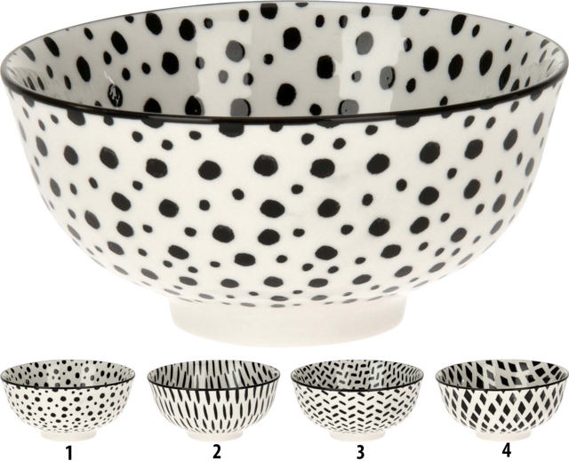 BOWL PORCELAIN 260ML 4 ASSORTED DESIGNS