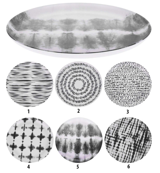 PLATE MELAMINE DIA 25CM 6 ASSORTED DESIGNS