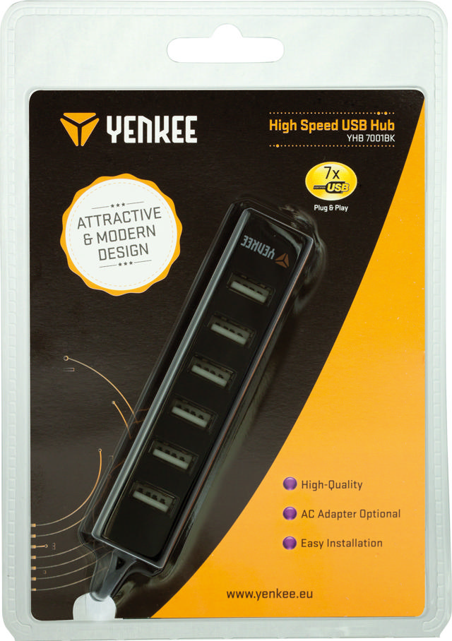 YENKEE YHB 7001BK HUB 7 X USB 2.0 BLACK