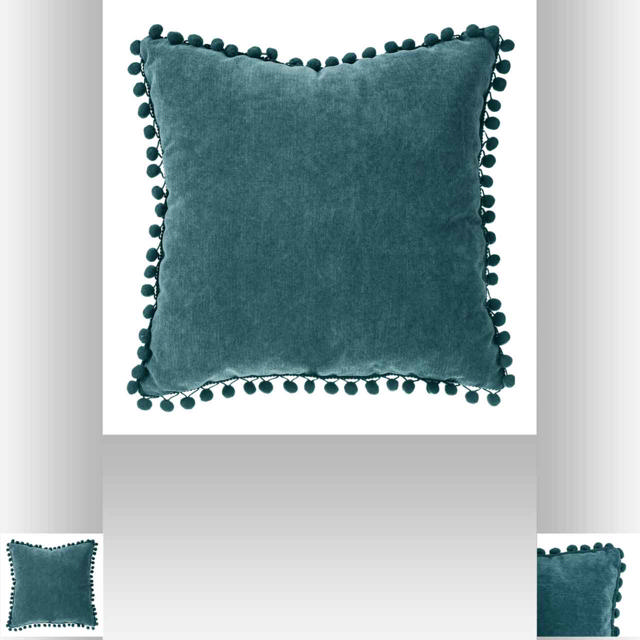 ATMOSPHERA CUSHION WITH POMPOM 40X40CM BLUE