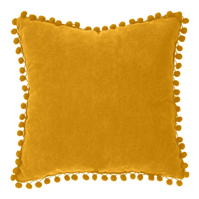 ATMOSPHERA CUSHION WITH POMPOM 40X40CM YELLOW