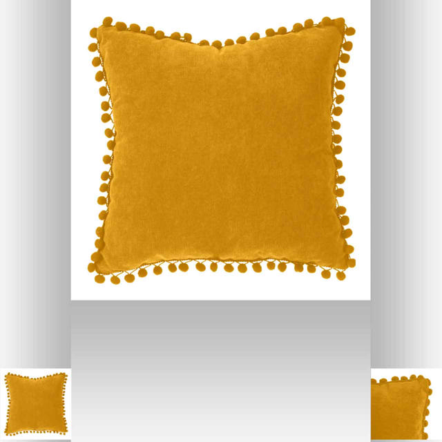 ATMOSPHERA CUSHION WITH POMPOM 40X40CM YELLOW