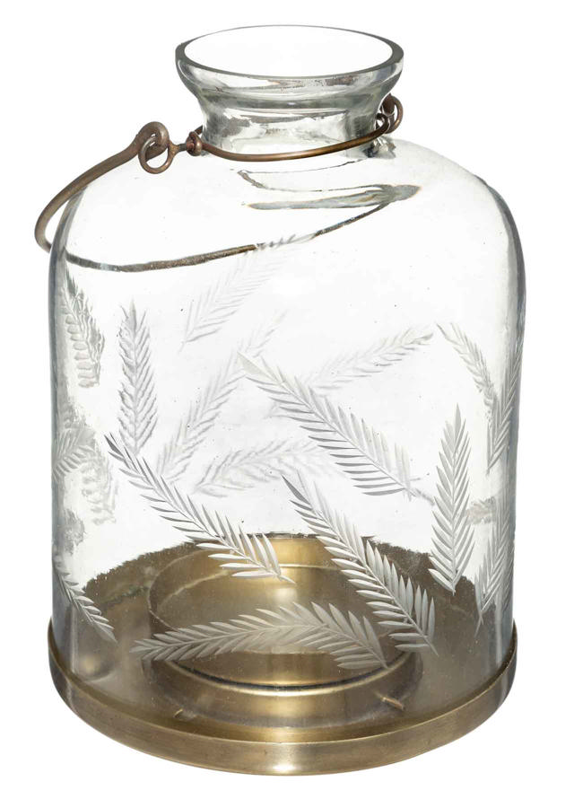 ATMOSPHERA LANTERN CHISELED GLASS H17CM