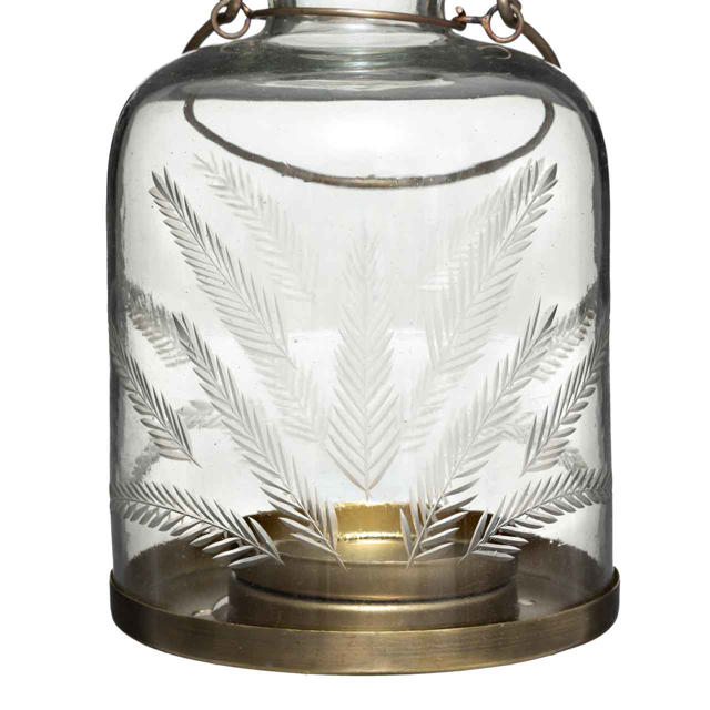 ATMOSPHERA LANTERN CHISELED GLASS H17CM