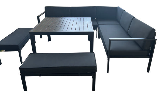 MARILIA SOFA SET WITH BENCHES 4PCS -  BLACK