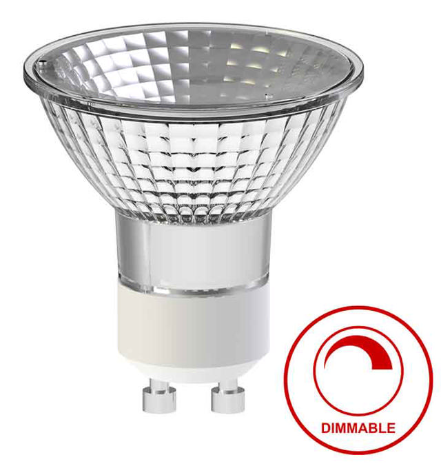 SUNLIGHT LED 4.8W LAMP GU10 GLASS 460LM 3000K 100° CLEAR DIMMABLE