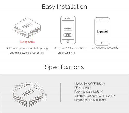 SONOFF SMART HUB 433MHZ BRID