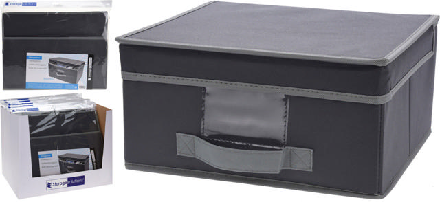 STORAGE BOX WITH FLIP LID GREY 44X33X22CM