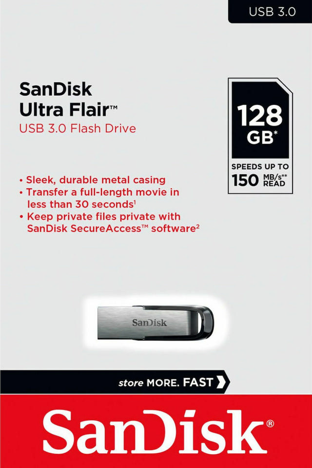 SANDISK ULTRA FLAIR 128GB USB 3.0 STICK