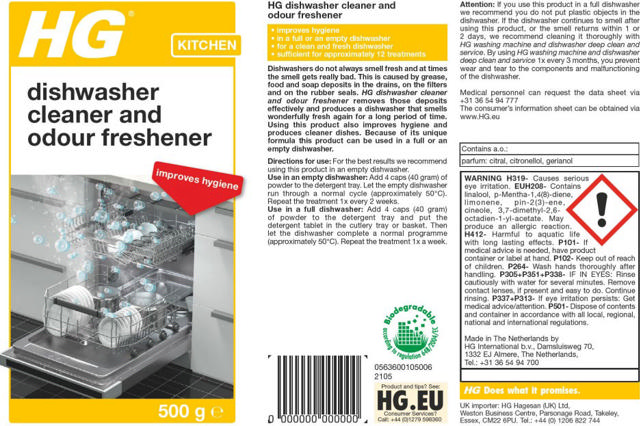 HG DISHWASHER CLEANER AND ODOUR FRESHENER