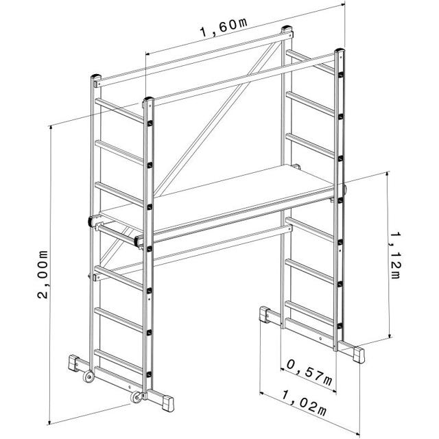 PROFAL ALUMINIUM SCAFFOLD ' TECH ' 7 STEPS 2M