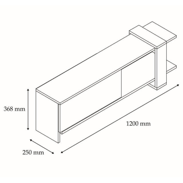 TV STAND ANTHRACITE/WALNUT 120x25xH36.8CM