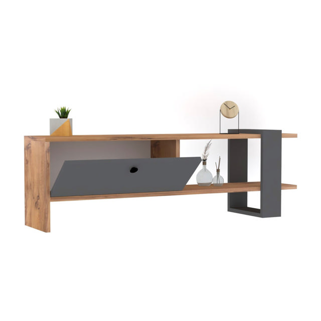 TV STAND ANTHRACITE/WALNUT 120x25xH36.8CM