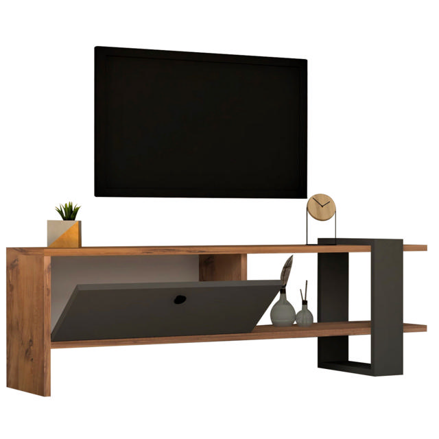 TV STAND ANTHRACITE/WALNUT 120x25xH36.8CM