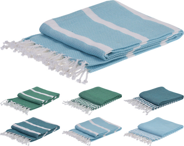 HAMMAM TOWEL COTTON SIZE 180X90CM 6 ASSORTED DESIGNS