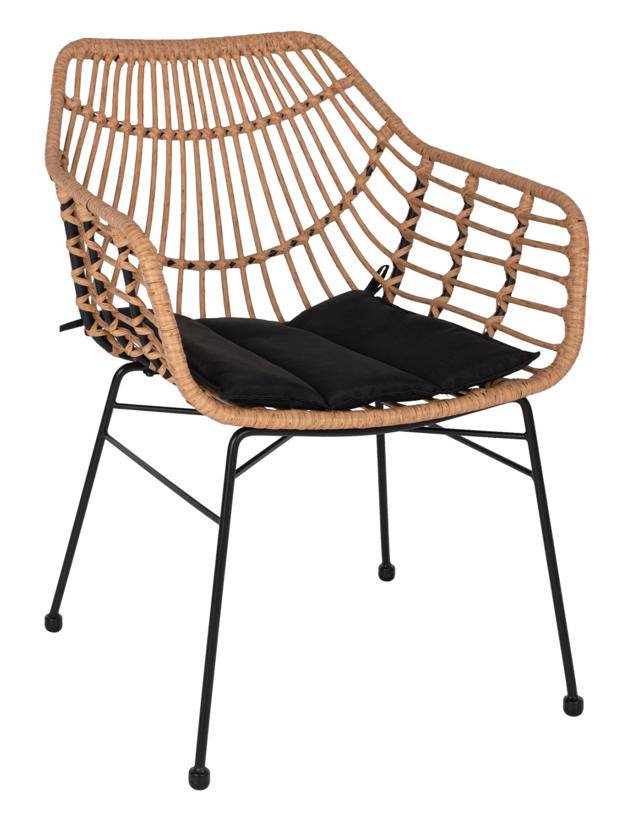 WICKER ΠΟΛΥΘΡΟΝΑ ME ΜΑΥΡΟ ΜΕΤΑΛΛΟ RATTAN ΜΠΕΖ & ΜΑΞΙΛΑΡΙ HM5864.01 58.5X60.5X80CM