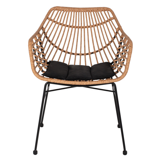 WICKER ΠΟΛΥΘΡΟΝΑ ME ΜΑΥΡΟ ΜΕΤΑΛΛΟ RATTAN ΜΠΕΖ & ΜΑΞΙΛΑΡΙ HM5864.01 58.5X60.5X80CM